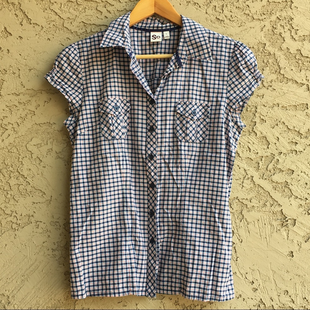 Plaid Check Tartan Gingham Button Up Shirt Top